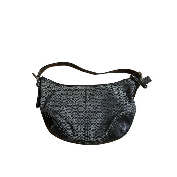 Vintage coach signature jacquard handbag black cc - Picture 1 of 5